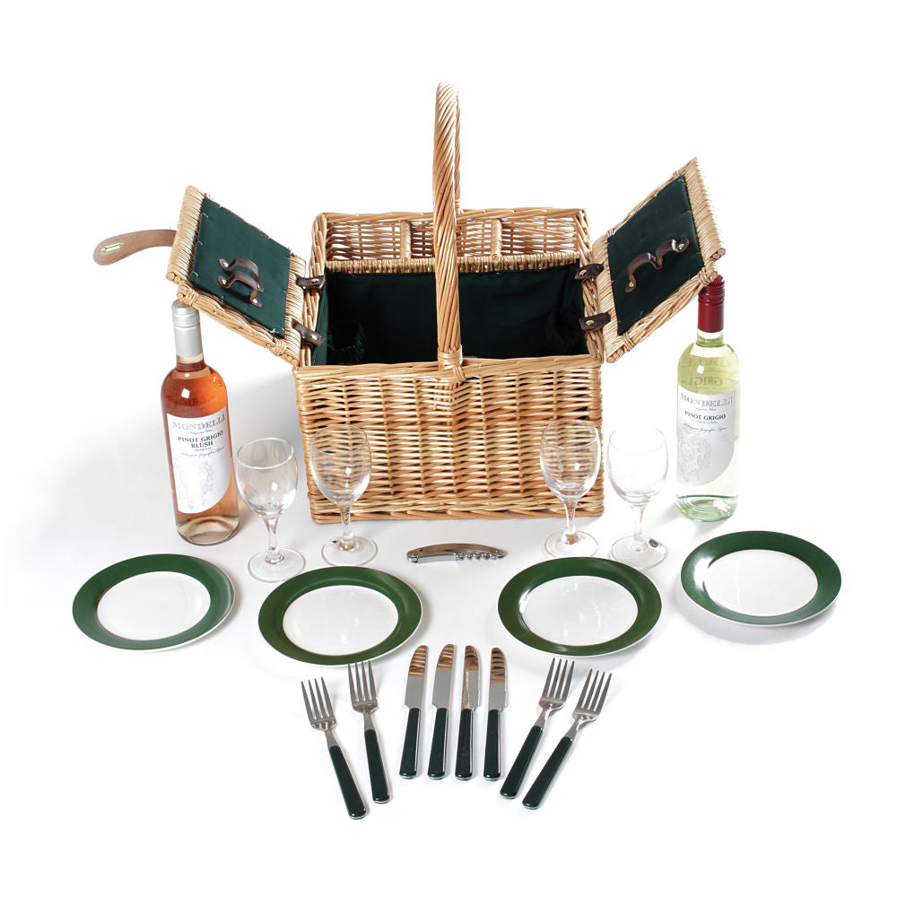 Greenfield Collection Windsor Willow Picnic Hamper for Four People - The Greenfield Collection