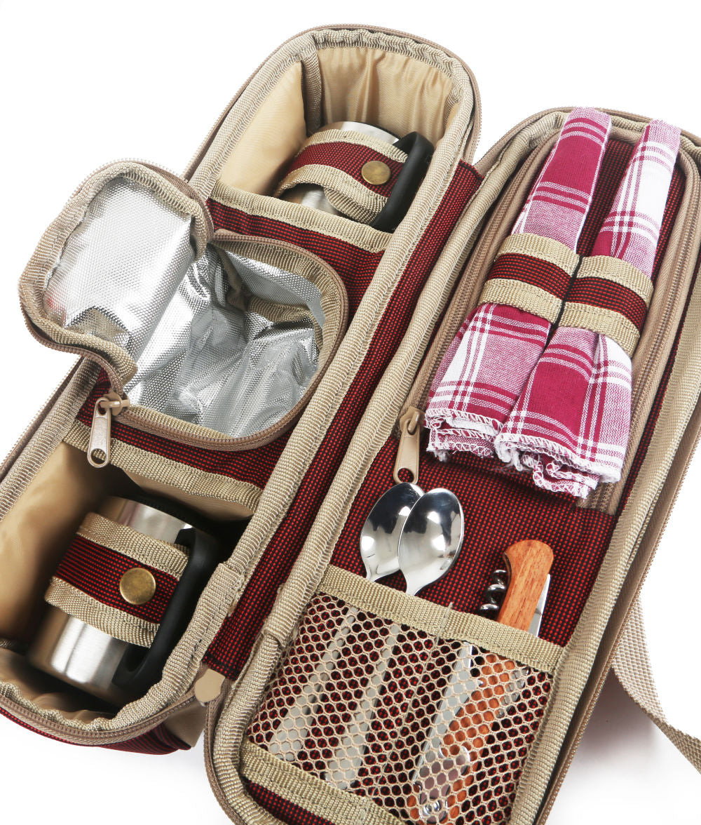 Greenfield Collection Deluxe Flask Hamper Bag for Two People - The Greenfield Collection
