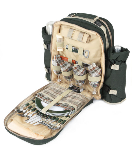 Luxury Picnic Backpack Hamper for Four People - Greenfield Collection