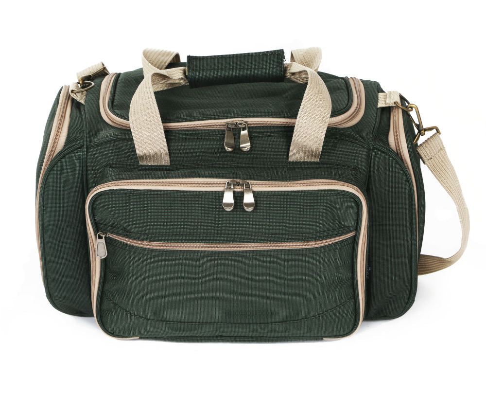 Greenfield Collection Deluxe Four Person Picnic Holdall in Forest Green - The Greenfield Collection