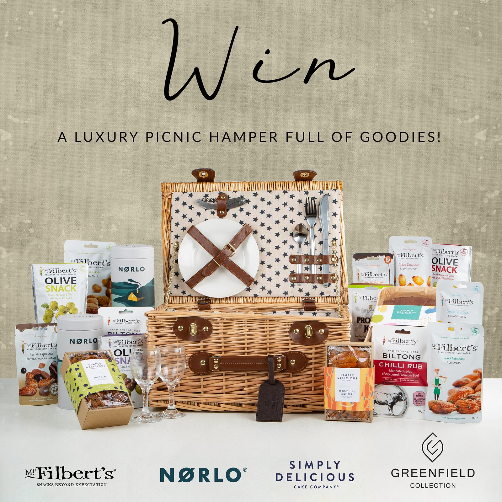 WIN! A luxury picnic basket set full of tasty snacks and smooth organic coffee!