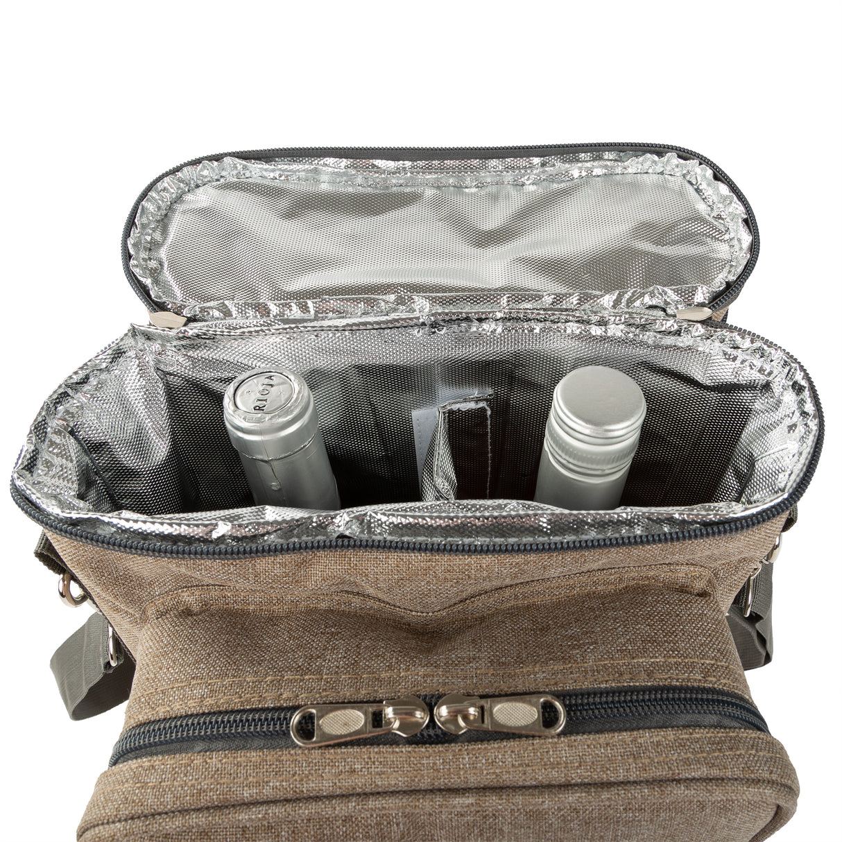 wine cooler bag for 2 bottles and accessories for 4 people