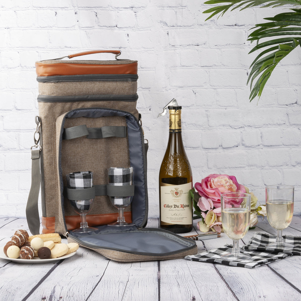 Picnicware Contemporary Wine Cooler Bag for 4 people - Greenfield Collection