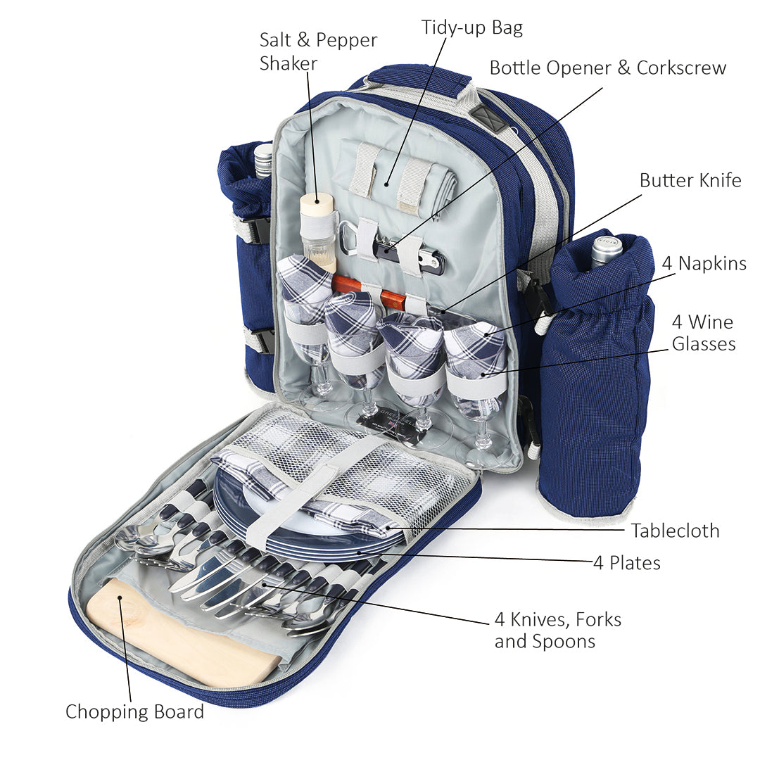Greenfield Collection Luxury Picnic Backpack Hamper for Four People - The Greenfield Collection