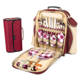 Greenfield Collection Deluxe Picnic Backpack Hamper for Four People with Matching Picnic Blanket - Greenfield Collection