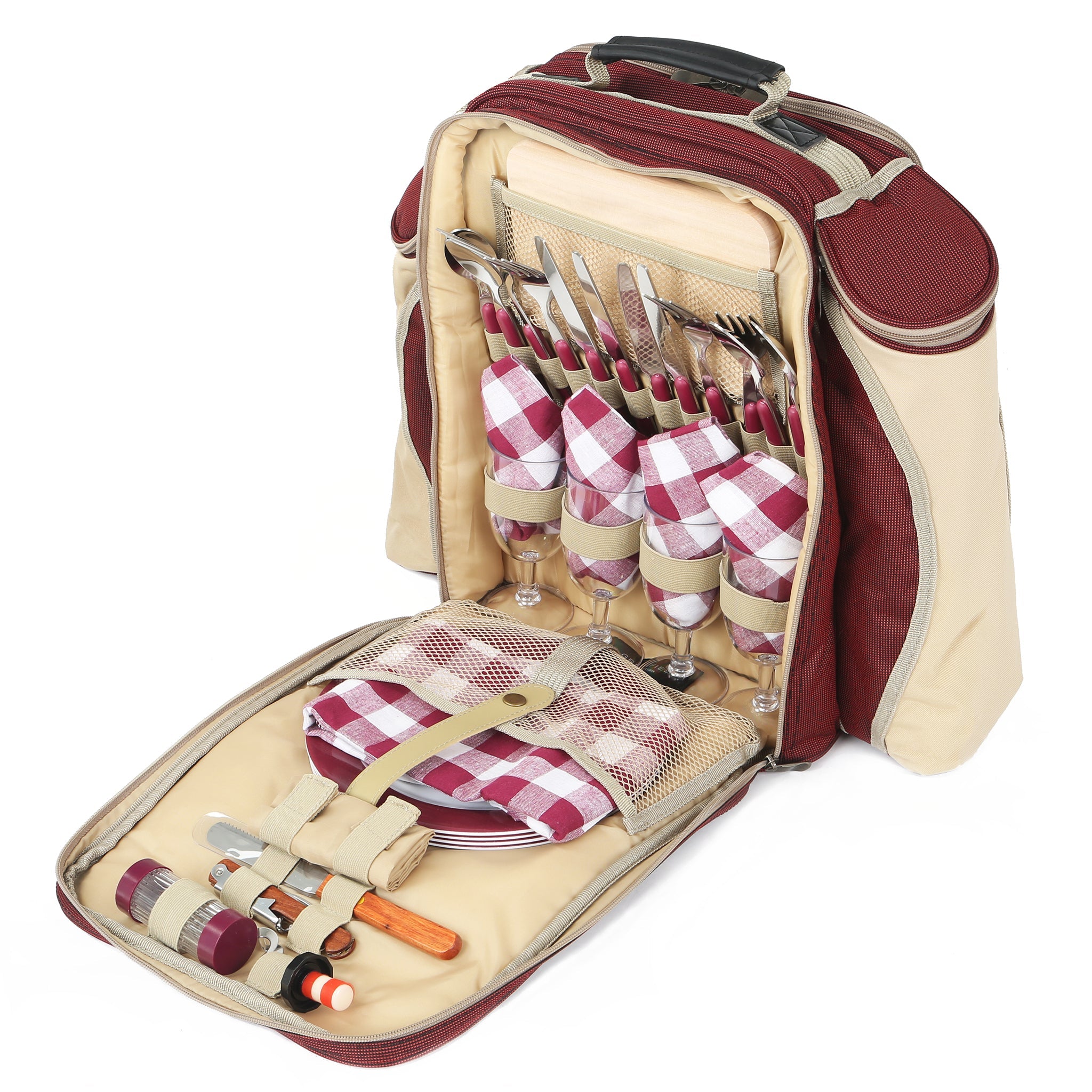 Deluxe Picnic Backpack Hamper for Four People Greenfield Collection