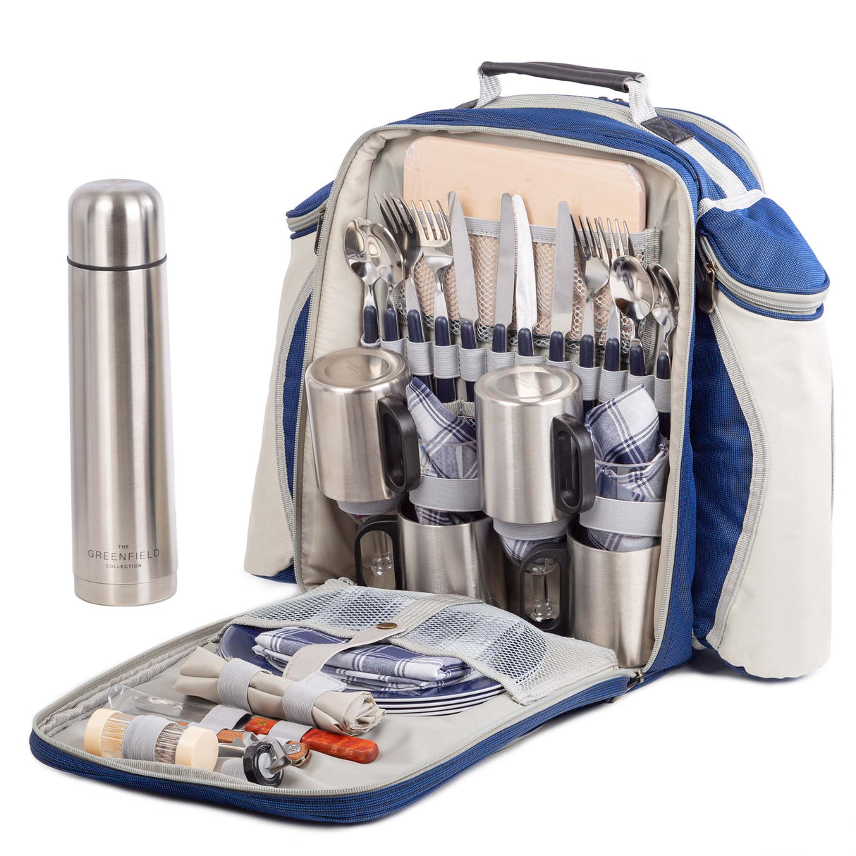Greenfield Collection Super Deluxe Picnic Backpack Hamper for Four People - Greenfield Collection