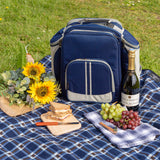 Deluxe Picnic Backpack Hamper for Four People with Matching Picnic Blanket - The Greenfield Collection