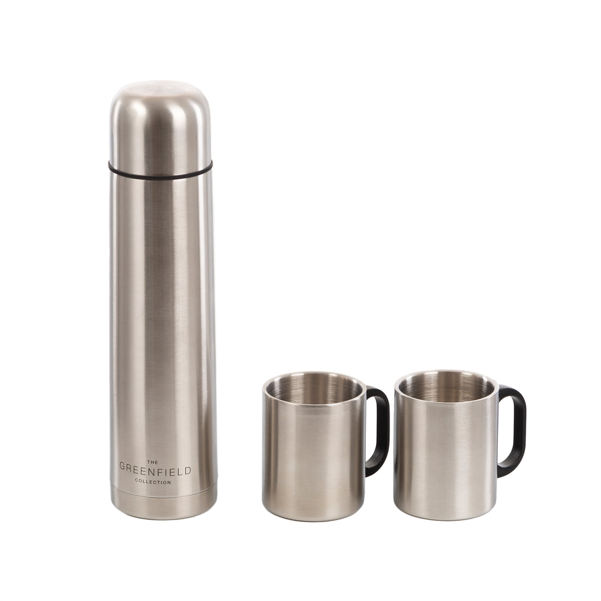Greenfield Collection Insulated Stainless Steel Flask and 2 Mugs Pack - Greenfield Collection