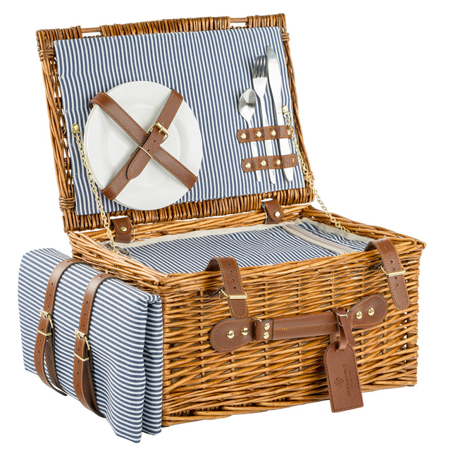 Abbotsbury Willow Picnic Basket Hamper with Picnic Blanket - Greenfield Collection