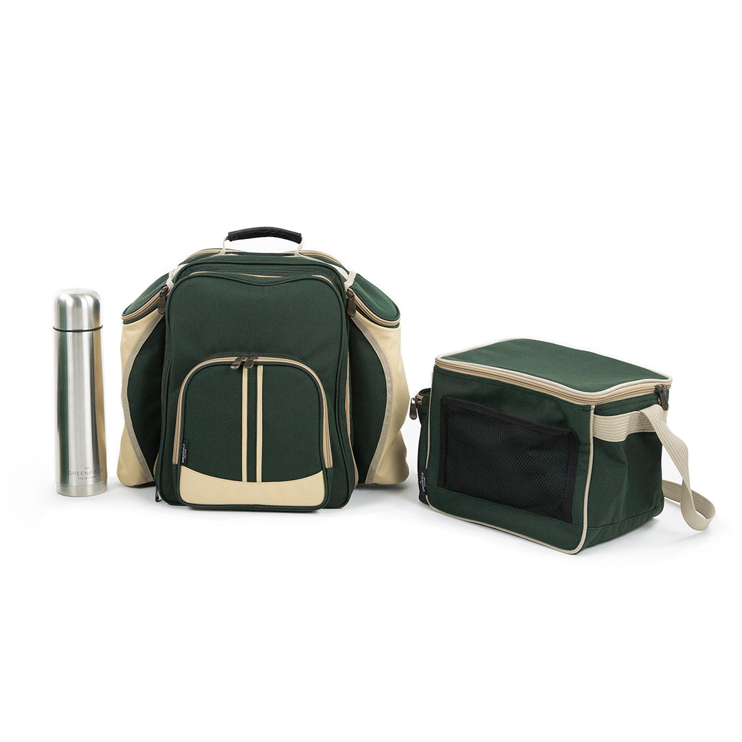 Greenfield Collection Super Deluxe Picnic Backpack Hamper with Matching Cool Bag - The Greenfield Collection