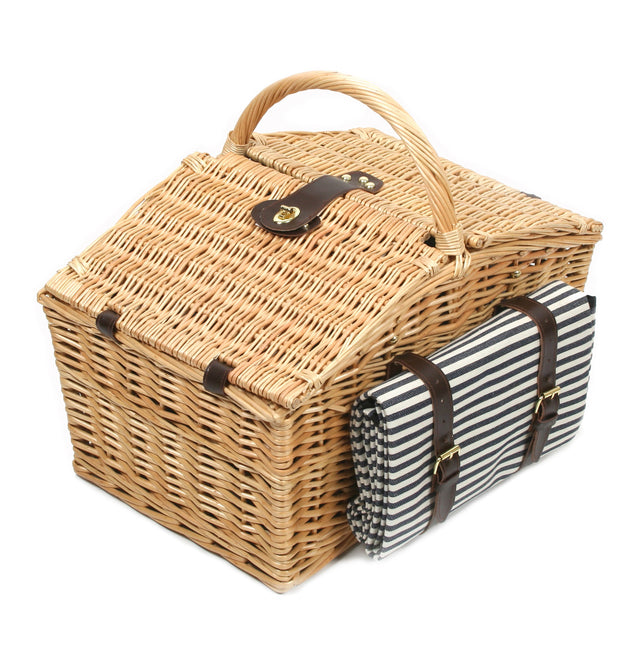 Greenfield Collection Somerley Willow Picnic Hamper for Four People with Matching Blanket - Greenfield Collection