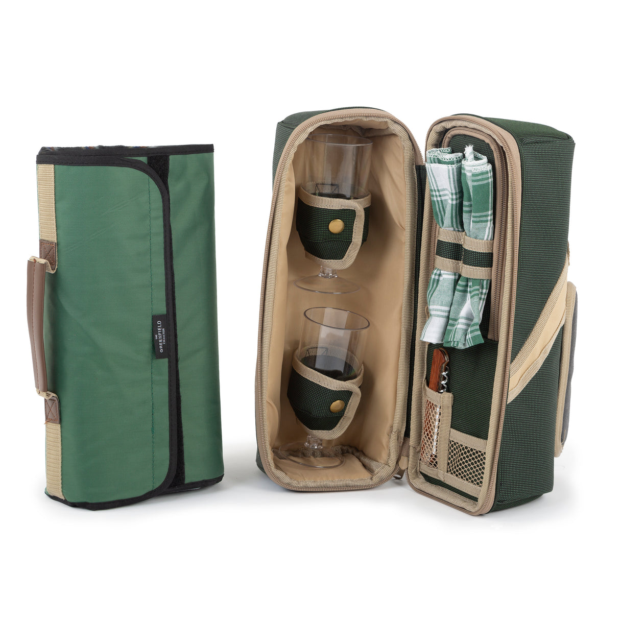 Greenfield Collection Deluxe Wine Cooler Bag for Two People with Matching Picnic Blanket - The Greenfield Collection