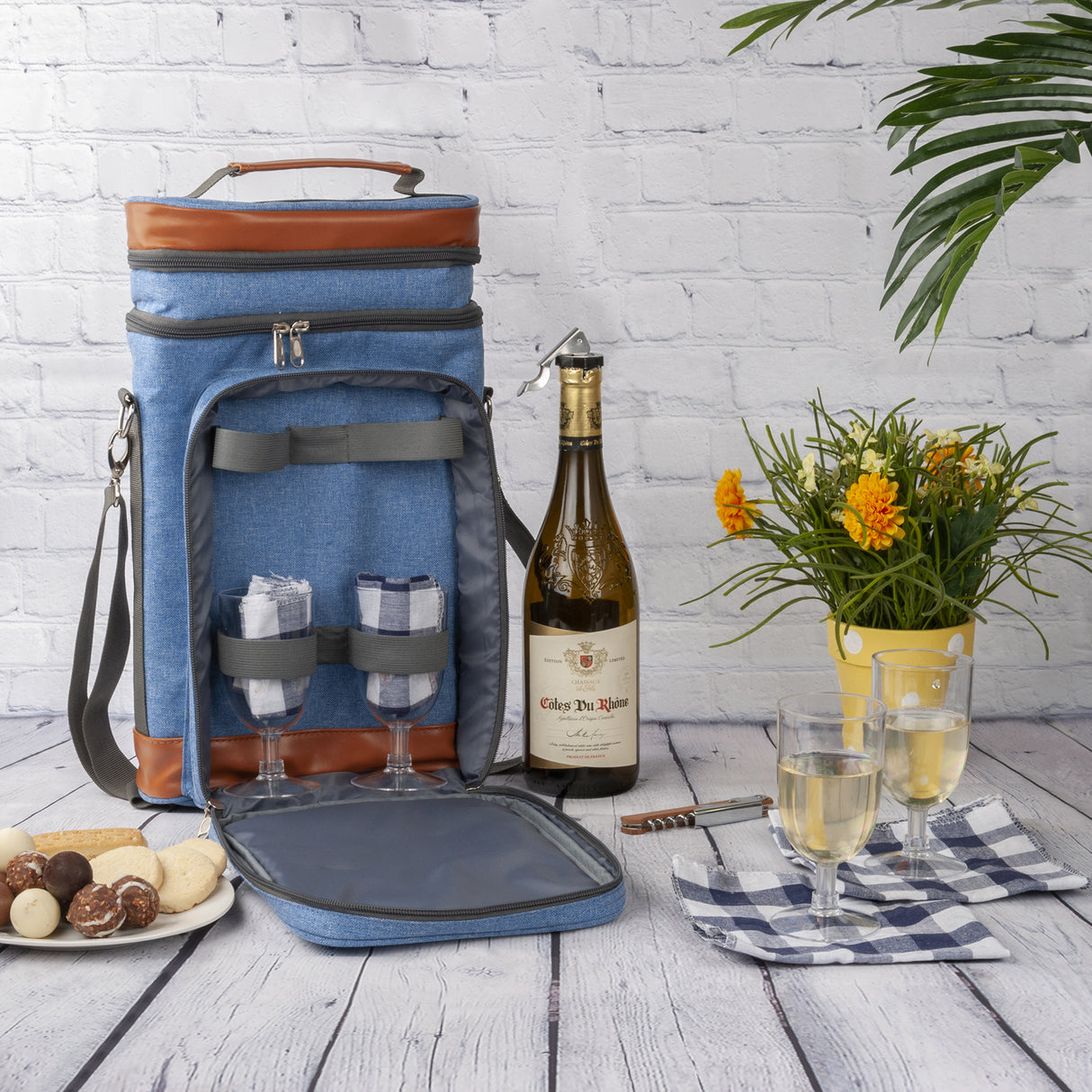 Picnic Set Contemporary Wine Cooler Bag for 4 people - Greenfield Collection