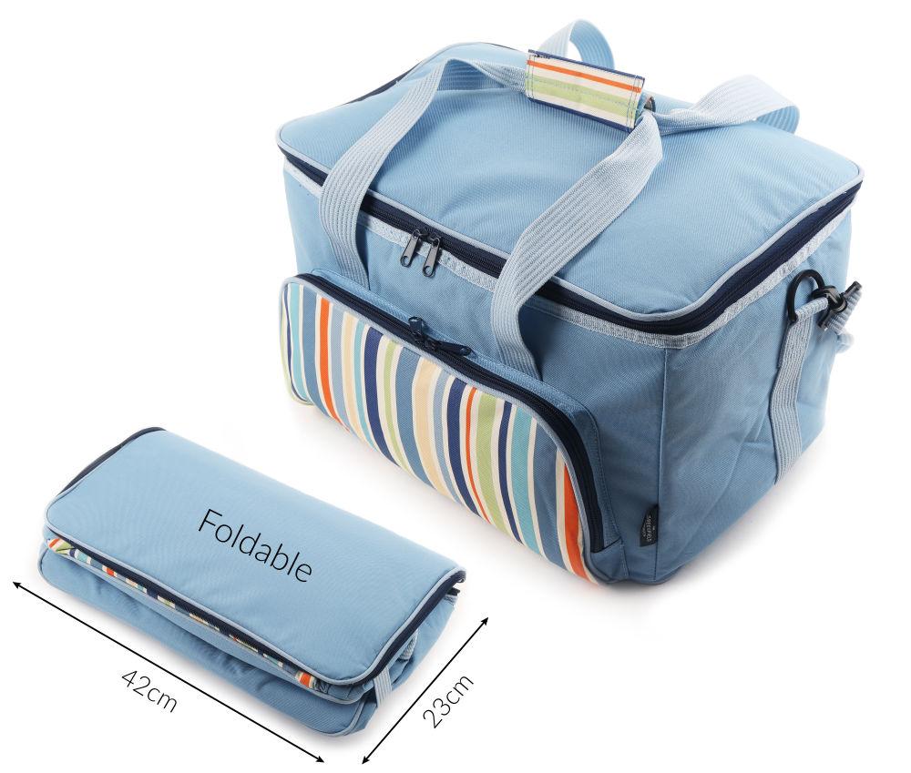 Greenfield Collection Sky Blue 30 Litre Foldable Family Cool Bag - The Greenfield Collection